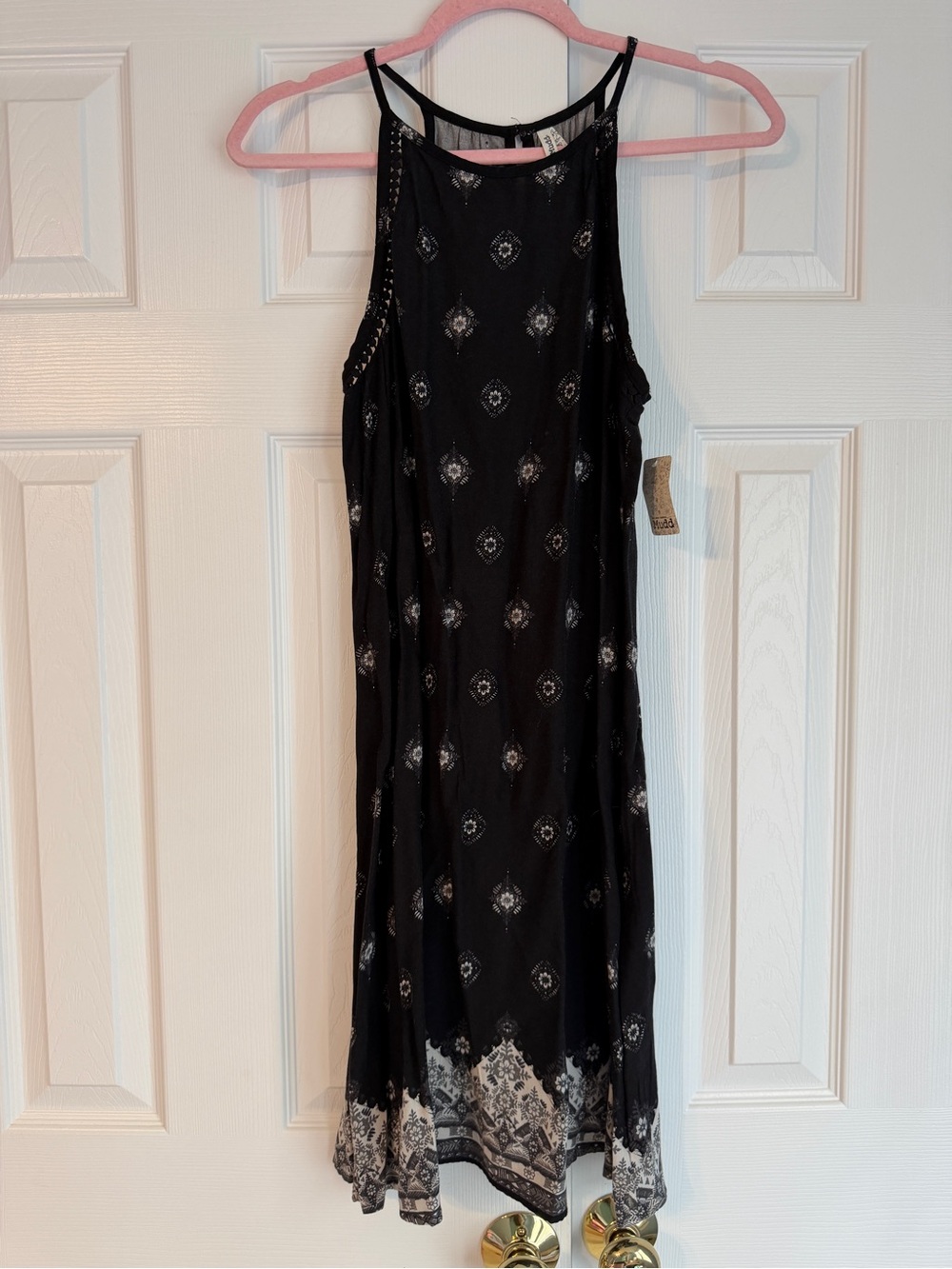 Mudd Black Mini Dress with White Border Print